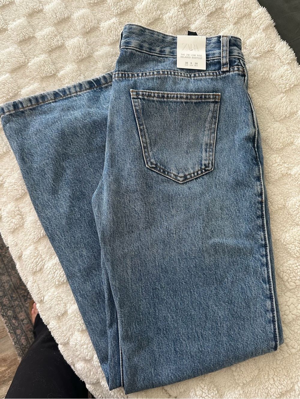 Zara The ZW Blue Low Rise Boot Cut Relaxed Jean